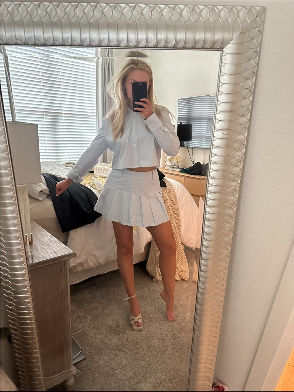 NWT Wayf Blue Pleated Skirt Set